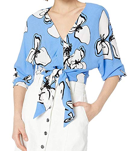 Parker Women's Tasmin Long Sleeve v-Neck tie Front Blouse, Noelle Floral, M