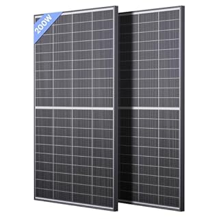 Callsun N-Type 16BB 400W Bifacial Solar Panel, 2Pcs 200 Watt Solar Panel 12V, 25% High Efficiency, Dual-module Parallel Anti-Shade Design, for RV Van Marine Home Rooftop Off-Grid Systems (2 Pack 200W)