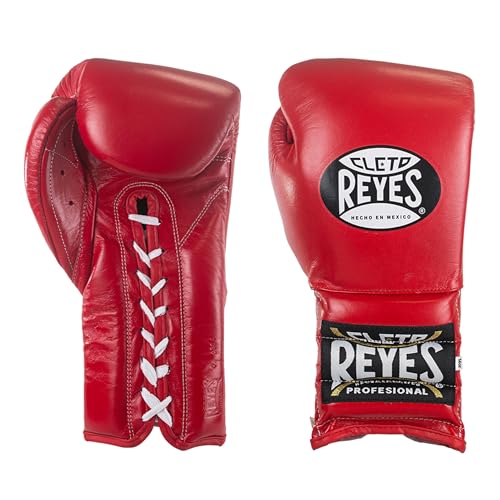 CLETO REYES Traditional Professional-Grade Boxing Gloves with Laces for Training, Sparring and Heavy Punching Bags for Men and Women, MMA, Kickboxing, Muay Thai, 16oz, Classic Red