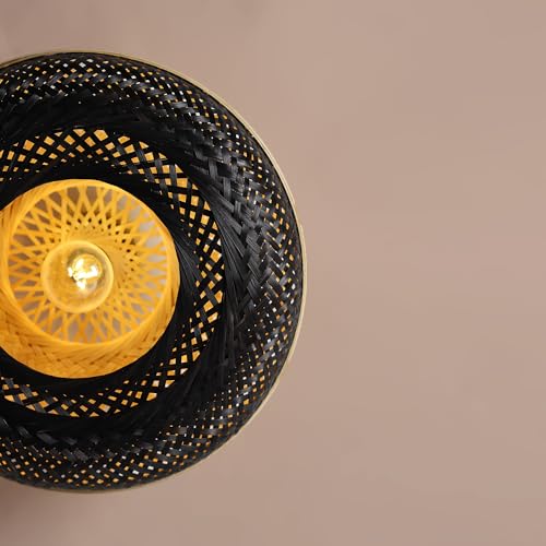 Image of Habere India-All the Cultures Fabricating India Wall Lamps for Living Room Decoration | Bedroom Lights for Walls | Lamps for Living Room | Bamboo Wall Lamp - Round (M: 41 * 41 * 17 cm)