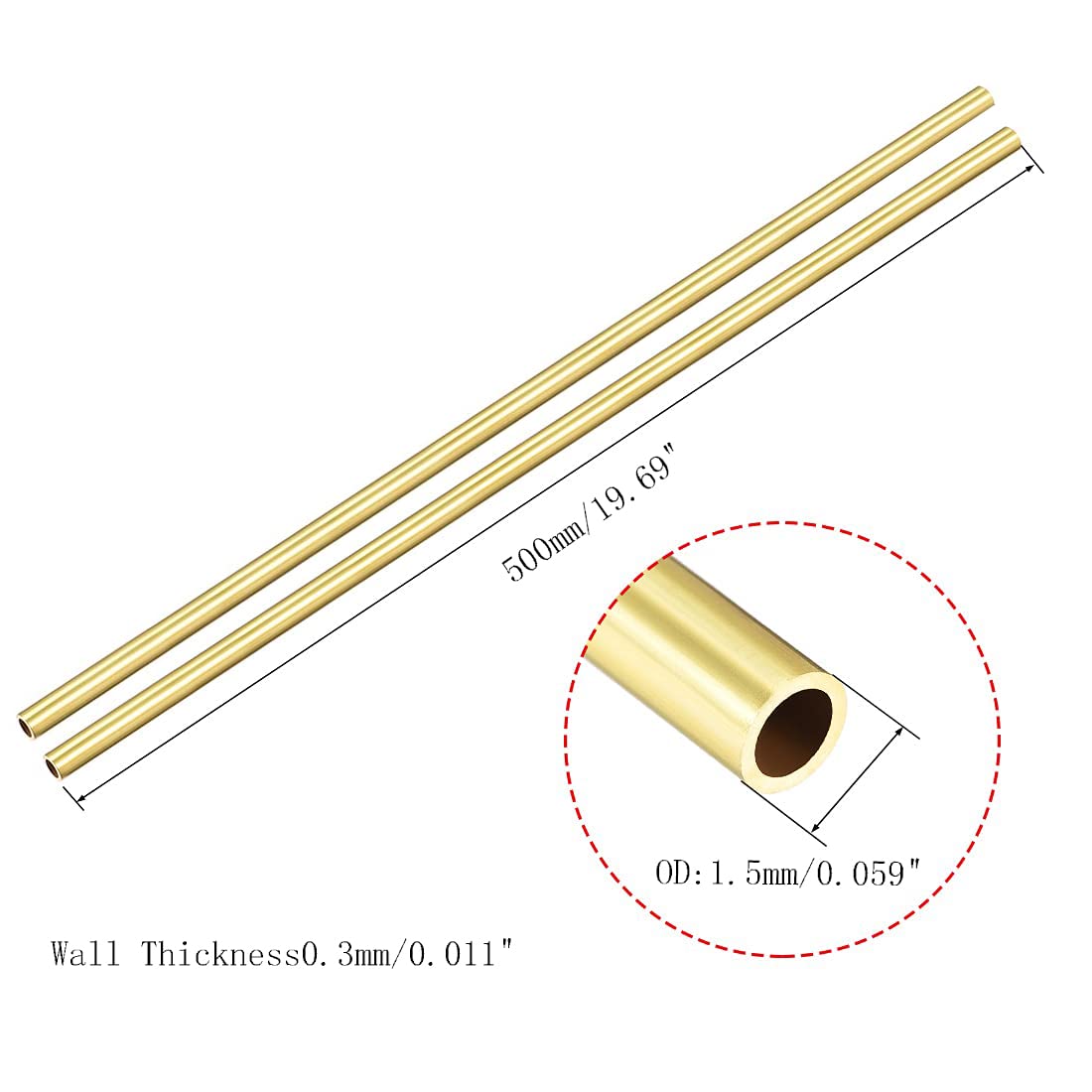 Tubo Tondo In Ottone 300 Mm Lunghezza 5 Mm OD 1 Mm Spessore Parete Tubi - Foto 7