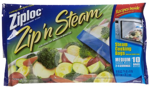 Ziploc Zip'n Steam Cooking Bags, Medium-10 Ct