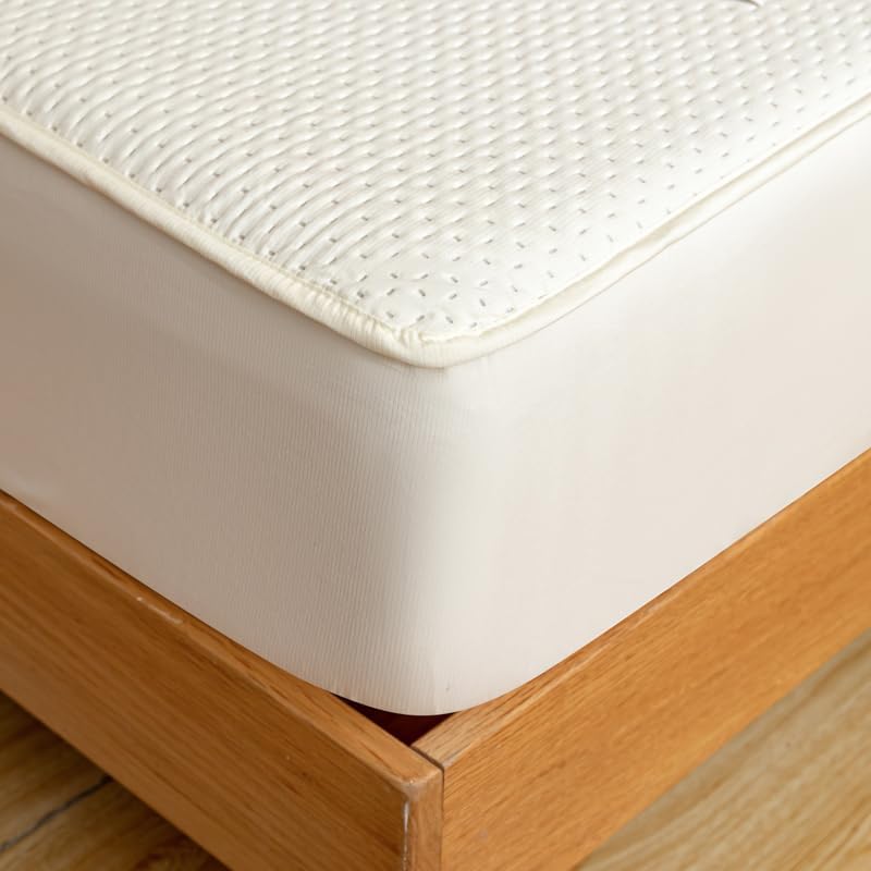 Mattress Protector,Elastic Fitted Breathable Fitted Sheet,with Deep Pocket for 6-18 inches Mattress,for Kids Teenager Bedroom (White,Queen)