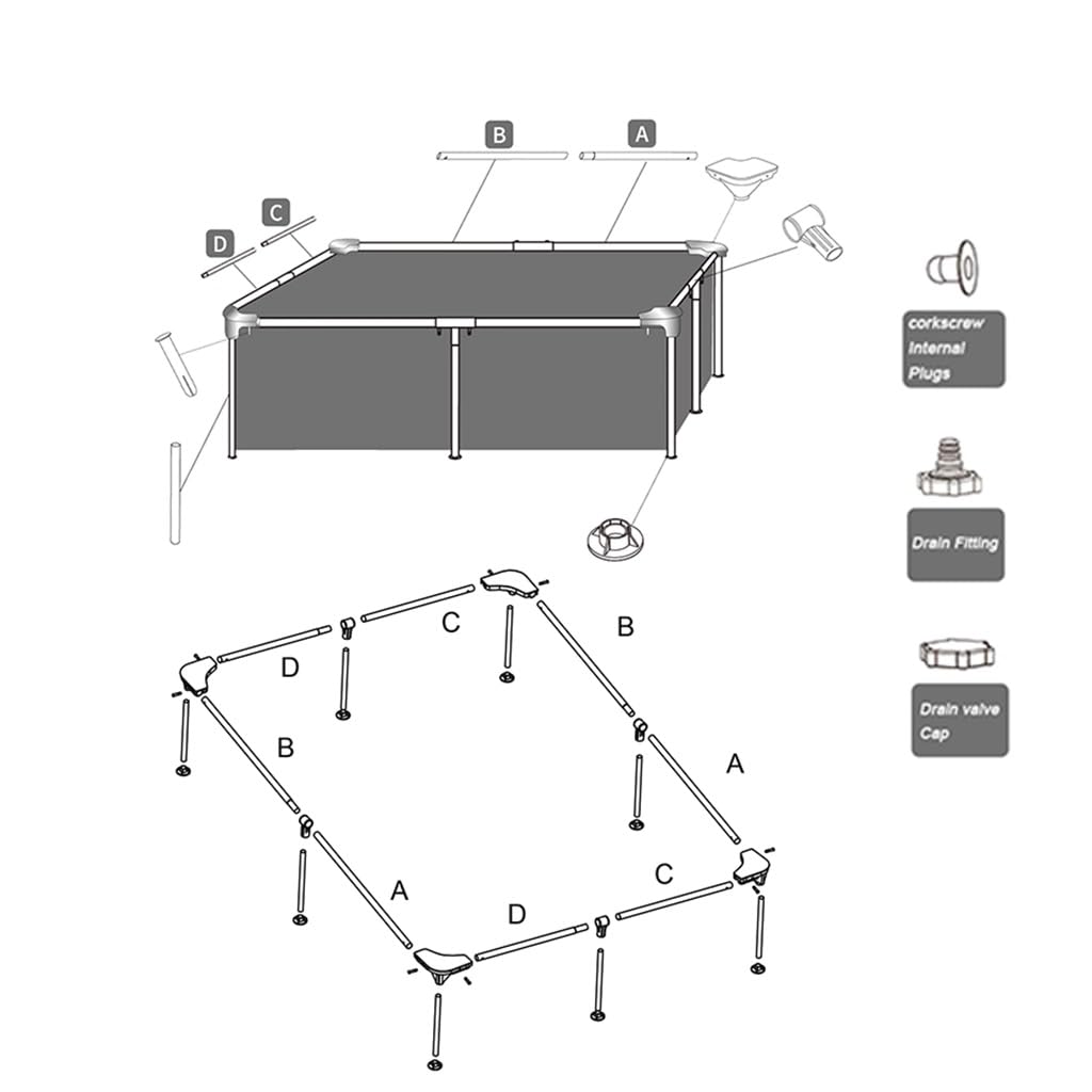 Steel Pro - Piscina fuori terra rettangolare per esterni, misura famiglia