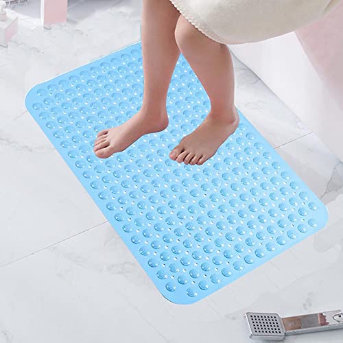 Alfombra Baño Ventosa,Alfombra Bañera Transparente,Alfombra Baño Extra Largas,Alfombra Baño Antimoho,Alfombra Ducha,para Baño Familiar Bañera Masaje Antideslizante(Azul) Cover
