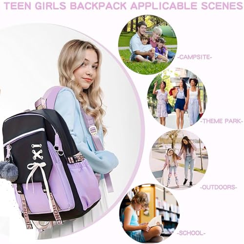 School Bags For Girls.Laptop School Bag Kids Kindergarten Elementary College Backpacks Large Bookbags for Teen Girls Women Students Casual Travel Daypacks lunch bag Combination lock2