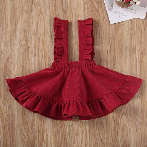 Image of Specialcal Baby Girls Velvet Suspender Skirt Infant Toddler Ruffled Casual Strap Sundress Summer Outfit Clothes