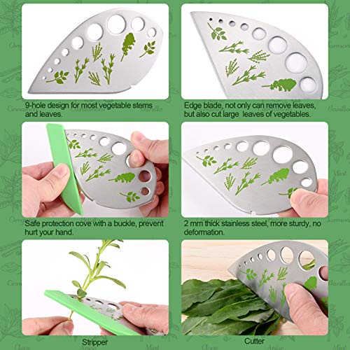 Herb Cutter Stripper 9 Holes-Stainless Steel-Kitchen Gadgets for Oregano, Rosemary, Thyme, Tarragon, Even Kale, etc.-Both Peeling and Cutting-1 Pack