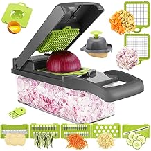 AHCZDDK Vegetable Chopper - Time-and Labor-Saving Food - Pro Onion Cutter and Dicers, 12 in 1 Multifunctional Veggie Chopper, Container for Salad Potato Carrot Garlic...