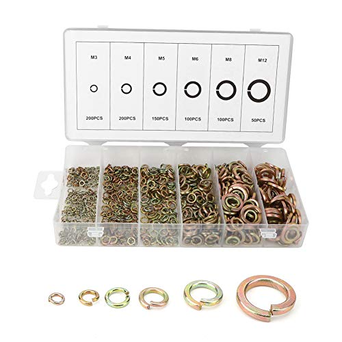 800Pcs Spring Washer Steel Elastic Gasket Fasteners Hardware Accessories Storage Box Set for Nut Tightening