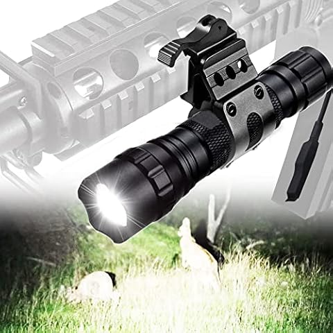 VASTFIRE 1200 Lumens Tactical Torch , 150 Yard Single Mode White Light Torch Adjustable Focus LED Tactical Flashlight with Quick Release Offset Mount and Remote Pressure Switch Cover