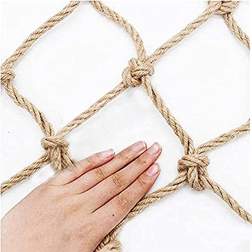 MAHFEI Hanfseil-Dekorationsnetze, Durchmesser 8mm Treppen-Balkon-Fallschutznetz Maschenweite 12cm Bar Wandbehänge Decor Net Verschleißfestes Zaunnetz Anpassbar (Farbe : Beige-12cm, Größe : 2x4m) Cover
