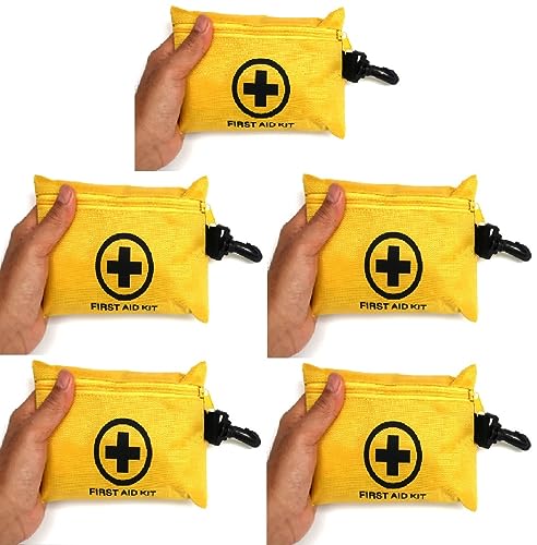 5 Packs Galaxy 151 Pcs First Aid Kits Small for Survival Emergency Trauma Military Tactical Medical School Office Home Hunting Camping Hiking Fishing Outdoor IFAK EMT Yellow Bag