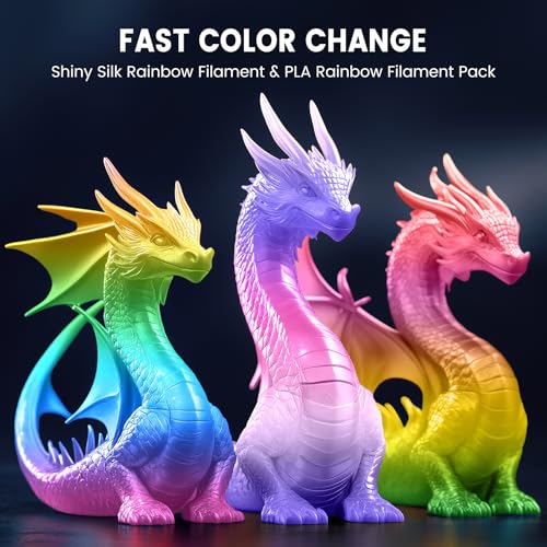 Image of SUNLU 3D Printer Filament Bundle, PLA+ Silk Rainbow Filament Multicolor 1.75mm, Individually Vacuum Packed, 250G Spool, 8 Rolls, 2kg in Total, 8 Rainbow Color, Suit for Christmas Print