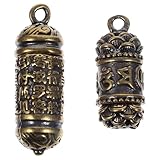 EPIGEIST Kupfer Buddha Amulett Schlüsselanhänger 2 Stück Vintage Feng Shui Glücksbringer mit Lotus und Herzenssutra Anhänger Kompakt und Robust für Tasche und Lanyard