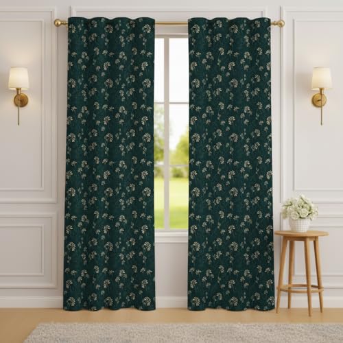 Image of STITCHNEST 'Florea Series' Premium Satin Room Darkening Curtains 7 Feet Long Set of 1 | Door Curtain 7 x 4 Feet | Blocks 70-80% Light | Ideal for Bedroom, Living Room & Home Decor