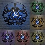 Générique Horloge Murale en Vinyle Grand Format à décoration de Musculation, haltères et F...