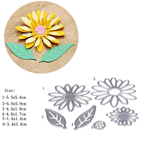 Whitelotous 6pcs Cutting Dies Cut Dies Stencil Metal Template Mould for DIY Scrapbook Album Paper Card (Daisy)