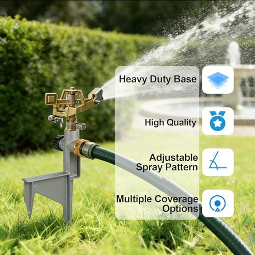 LIULO TOOL 2 Pack Zinc Alloy Impact Sprinklers for Yard, Stainless Steel Pulsating Water Sprinkler Head on Spike Base, Adjustable Water Sprinklers for Large Area Patio Lawn Garden Irrigation — view 5
