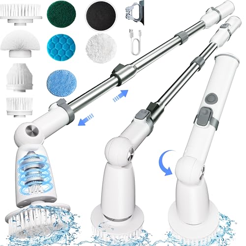 Wildley Electric Spin Scrubber,Floor Power Scrubber with Long Handle Dual Speeds,Cleaning Brush...