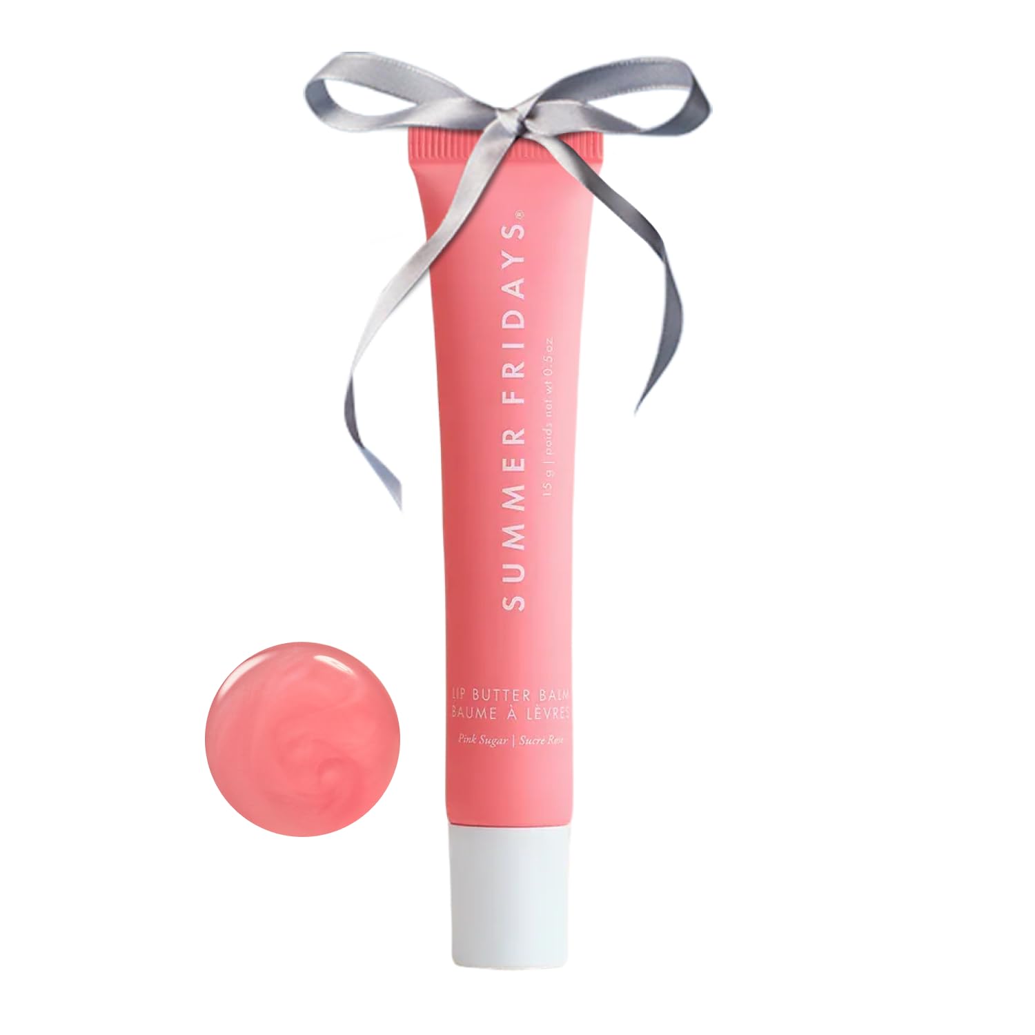 Summer Fridays Tinted Lip Butter Balm - Conditioning Vegan Lip Balm for Instant Moisture, Shine & Hydration - Sheer-Tinted, Soothing Skincare - Pink Sugar (.5 Oz)