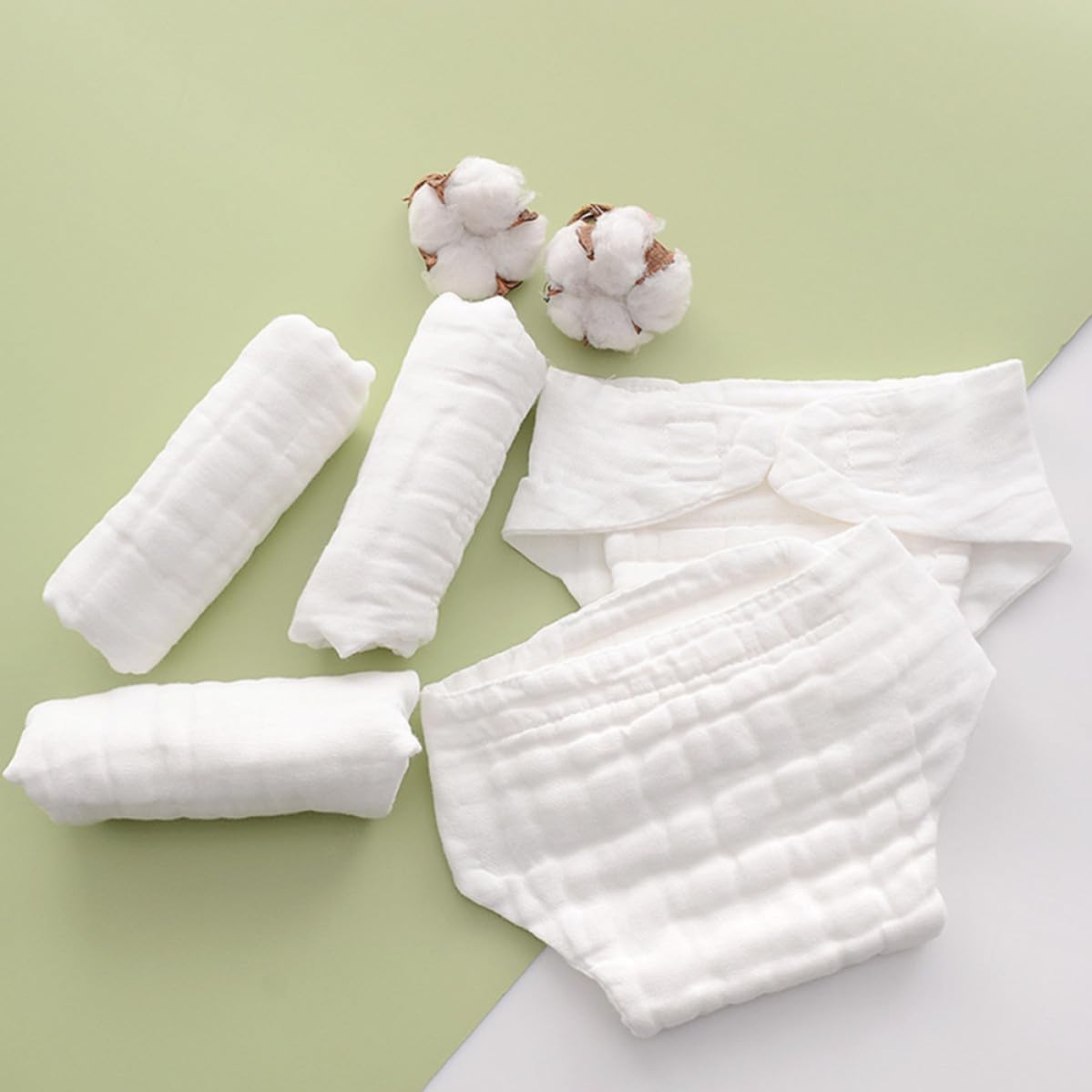 VICASKY 5pcs Cloth Diaper Inserts White Cotton Reusable Nappy Liners Strong Absorbency Maintains Shape for Daily Wear and Traveling Size S