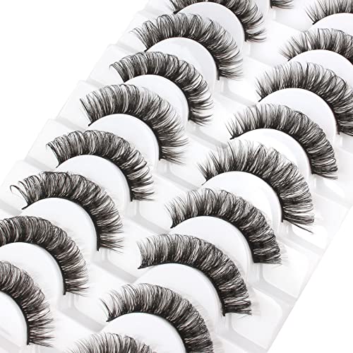 Glowing Win 3D Falsche Wimpern Natürlich Russian Strip Eyelashes Wiederverwendba Cat Eye Lashes D Curl 10 Paar Volumen Handgemacht Künstliche Fake Curly Lashes False Eyelashes