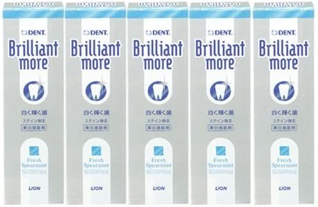 Amazon ライオン ブリリアントモア フレッシュスペアミント 美白歯磨剤 Lion Brilliant More 5本セット ライオン Lion 大人用ハミガキ粉 通販