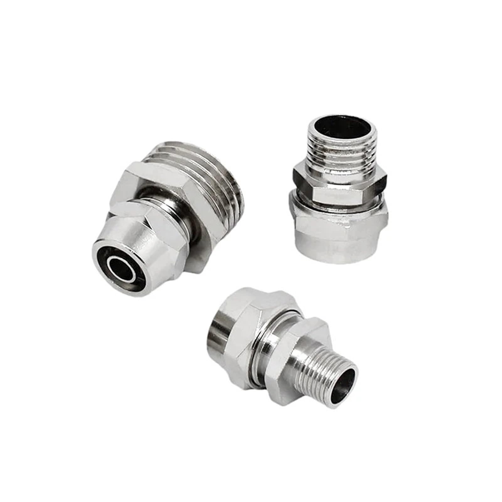 Conector rápido de tráquea de cobre niquelado de alta presión y rosca 3/8 para manguera de 10mm