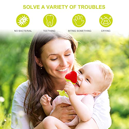 Nashrio Baby Teething Toys Pack Of 6 - Silicone Bpa Free Natural Organic Freezer Safe Teethers For Newborn Infant, Soft & Textured - Babies Shower Gift #TOP5