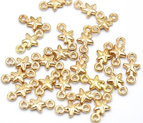 Youkwer 100Pcs 15mm x7.5mm Alloy Stars Charms Pendants Connector for DIY Crafting and Bracelet and Necklace Jewelry Making Findings Accessories （Gold）