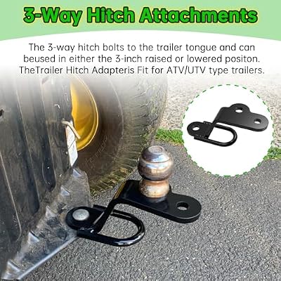 ATV/UTV Three-Way Hitch, Heavy Duty Universal ATV Hitch Attachments, Receiver Hitch Lawn Mover Hitch