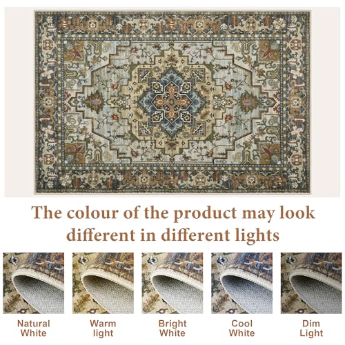 Image of Tangsoo Vintage 2x3 Washable Rugs for Entryway, Non Slip Small Area Rug Farmhouse Indoor Front Door Rug, Oriental Print Door Mat Small Carpet, Soft Low Pile Rugs for Entry Entrance Kitchen Bedroom