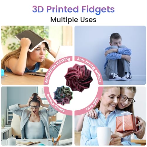 image for Losaria 2 PCS 3D Printed Sensory Fidget Star with Handles, Colorful Fr