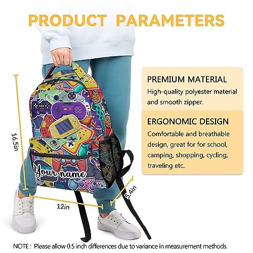 Personalized Gamer Backpack for Boys, 16 Inch Gaming Backpacks for School, Cool, Adjustable Straps, Durable, Lightweight, Large Capacity Bookbag for Kids3
