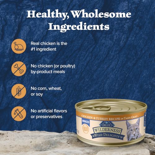 Blue Buffalo Wilderness Wild Delights Natural Wet Cat Food, Chicken & Turkey Minced, 5.5oz (Pack of 24) by Blue Buffalo - Used condition - Image 4