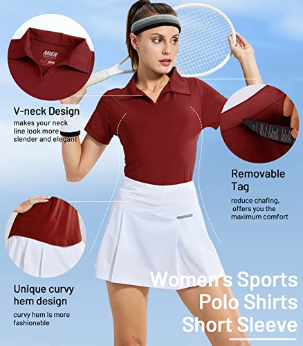 Image of MIER Women's Golf Polo Shirts Collared V Neck Short Sleeve Tennis Shirt, Dry Fit, Moisture Wicking