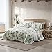 Tommy Bahama - Queen Quilt, Reversible Cotton Bedding, Floral Bedding Set (Serenity Palm Blue, Queen)