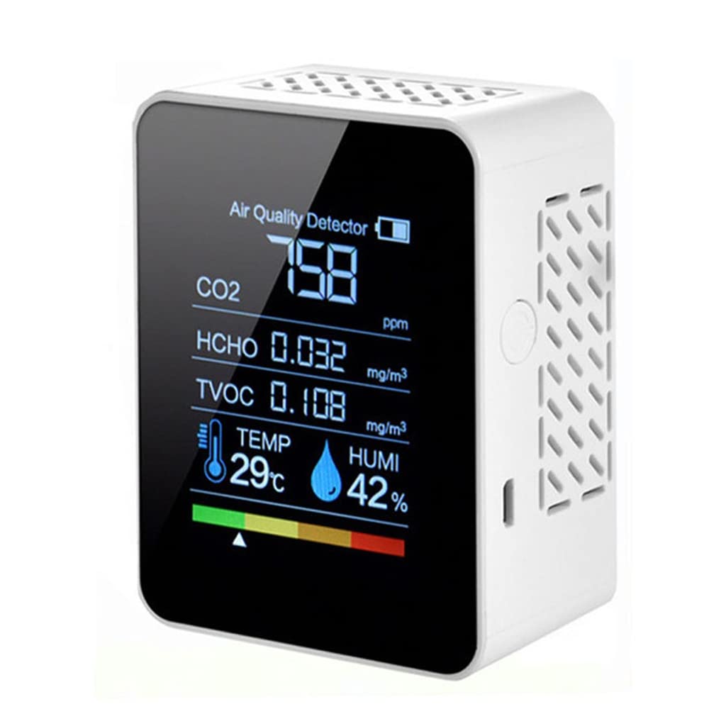 Multifunctional 5in1 CO2 Meter Digital Temperature Humidity Tester Carbon Dioxide Detector Air Quality Monitor(OneColor)