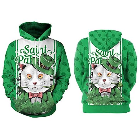 Fandao Men's/Women's 3D Digital Printing Sweatshirts, Hoodie, Pullover, Baseball Uniform, Long Sleeve Top, Universal of Spring And Autumn Winter St.Patrick's Day,A,S Cover