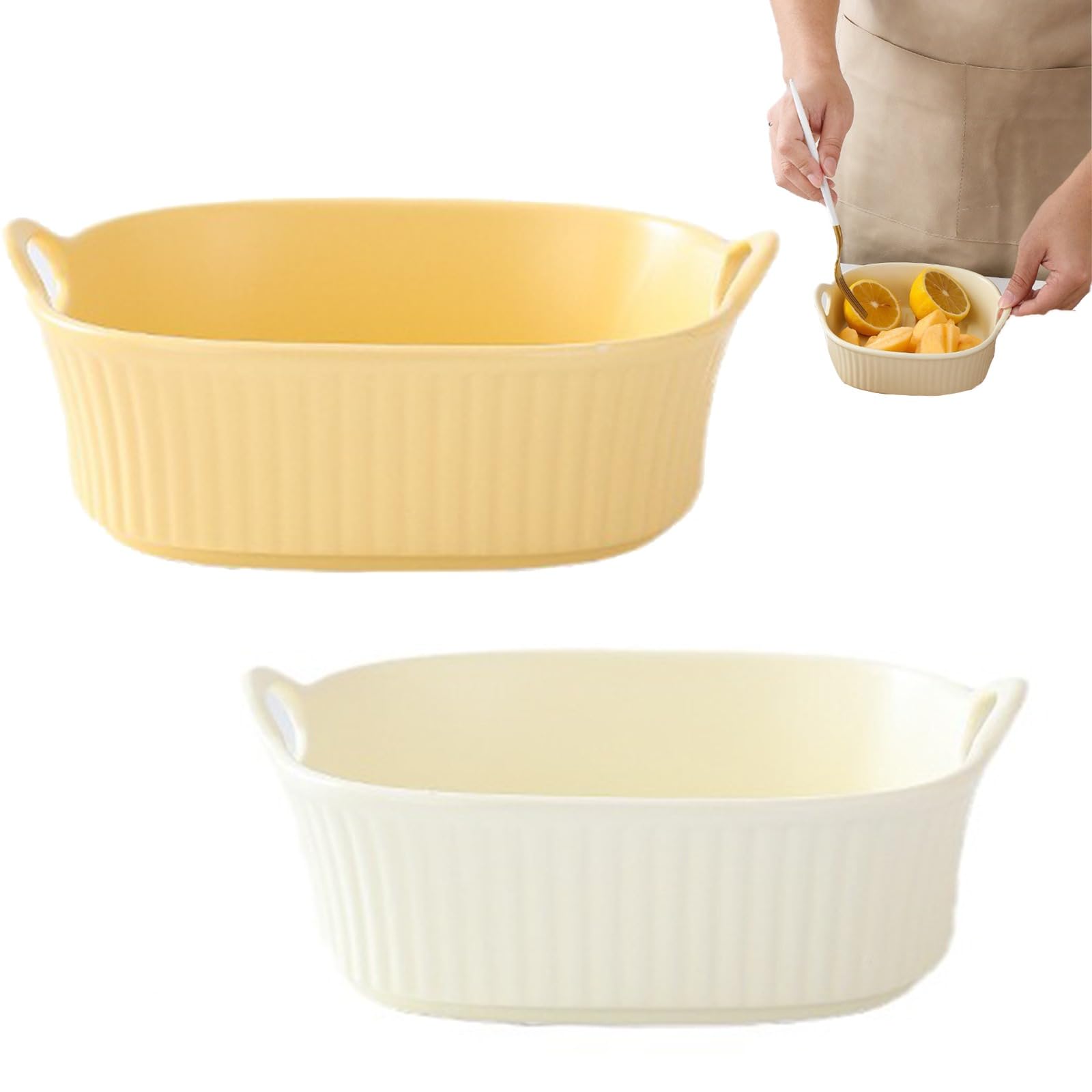 2pcs Plat à gratin en céramique Anti-Rayures Blanc pour friteuse à air Chaud | pour la préparation de lasagnes, Soupe, Tiramisu et Plus d'accessoires de friteuse,Plat a Tarte,Plat Tarte