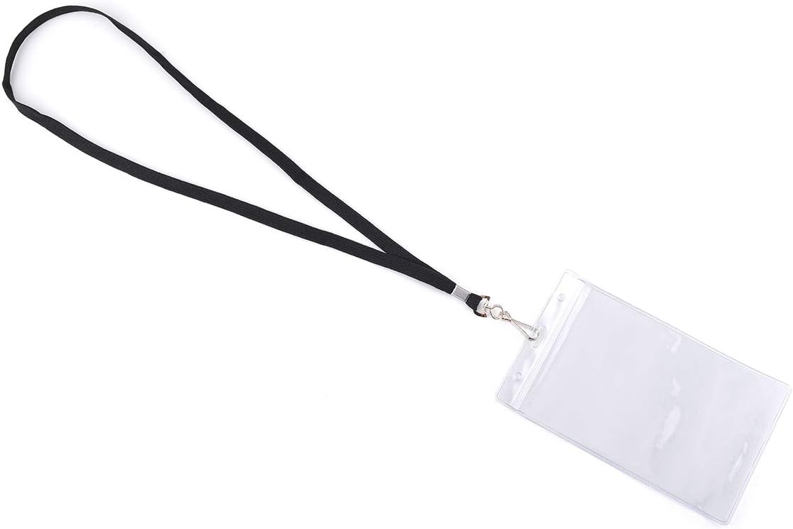 LGEGE 24 pcs Badge Holder with Lanyard, Extra Large 6x4" Transparent Badge Holders for Passport ID Card, Cash, Plane Ticket, Receipts, Credit Card