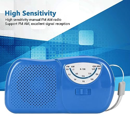 Radio AM FM portátil a batería con altavoz integrado azul miniatura 2