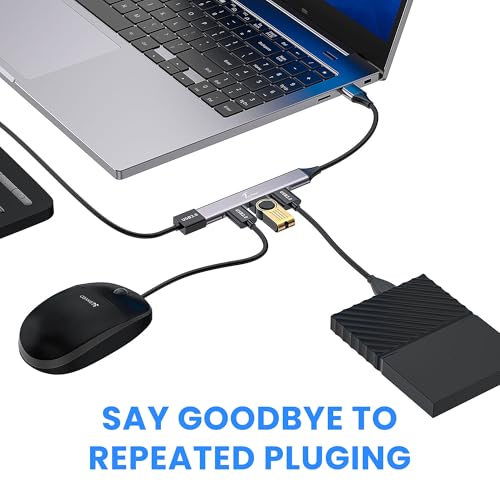 Image of Techie Type-C 4-Port Hub with 1x USB 3.0 5Gbps and 3x USB 2.0 Ports Aluminum Alloy for Laptops, Desktops, MacBook, iPad Pro, Windows and Tablets (Silver)