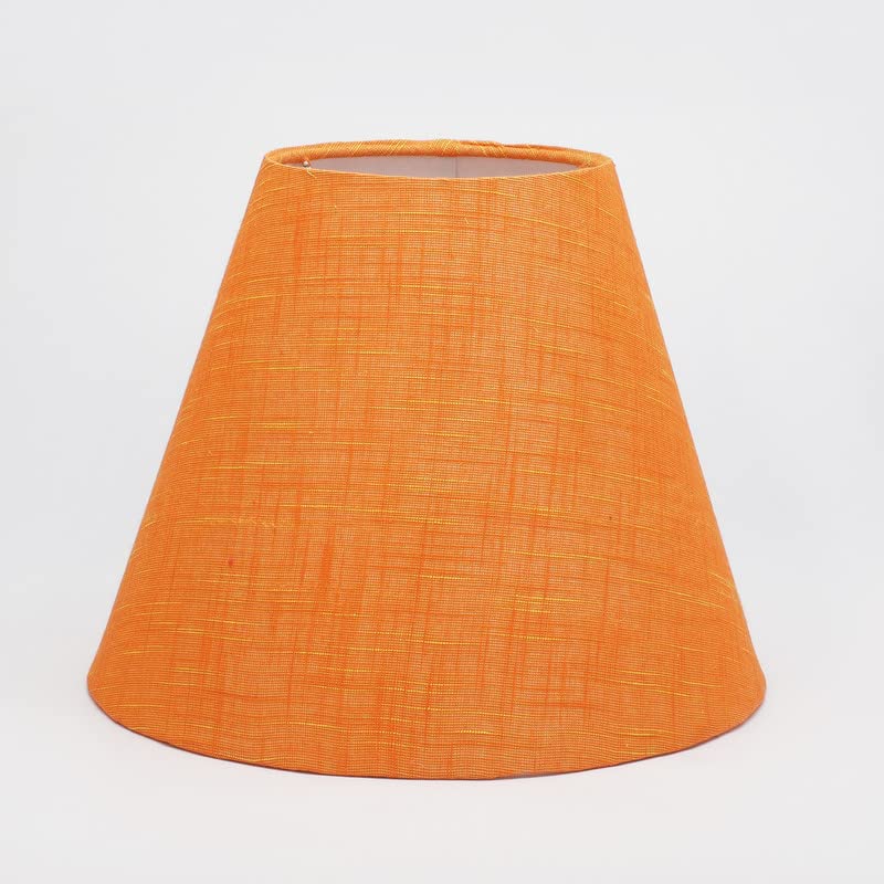 Image of 10 inch Inches, Conical Lamp Shade, Ideal for Table lamp, Cotton Fabric, Orange Texture Color