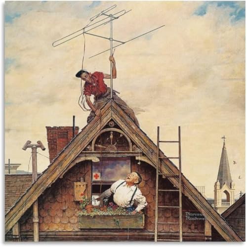 Pósters de Norman Rockwell para renovar paredes vacías pintura de lienzo cuadrada de 50x50cm