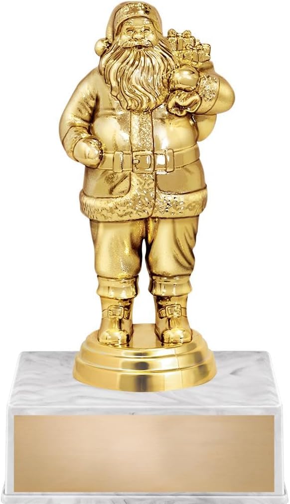 Crown Awards Christmas Trophy, 6" Christmas Santa Claus Trophy On White Luxury Trophy Base
