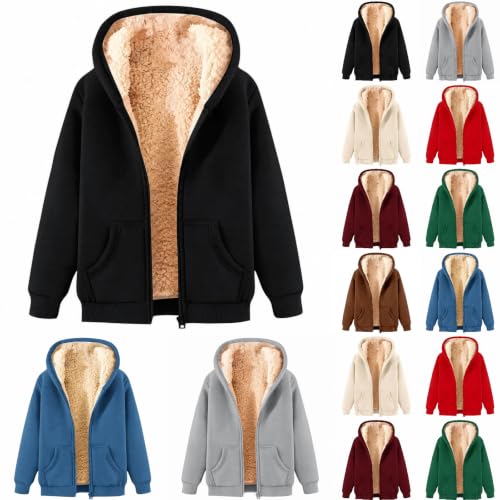 Fleece Jacket Women Full Zip Up Hoodie Casual Warm Sherpa Lined Sweatshirt - image 1