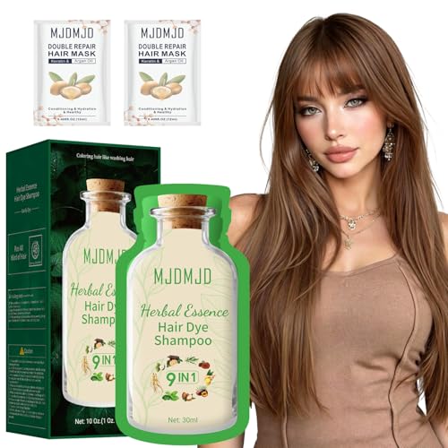9-in-1 Light Brown Hair Dye Shampoo for Women & Men, Pure Plant Extract for Grey Hair Color Bubble Dye Shampoo, Herbal Ingredients, Root Touch Up, Travel-Friendly,10 Packs x 1 oz (Light Brown)