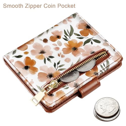 Small Wallets for Women Slim Minimalist for Bifold Credit Card Holder for Pocket or Purse, Full Floral4